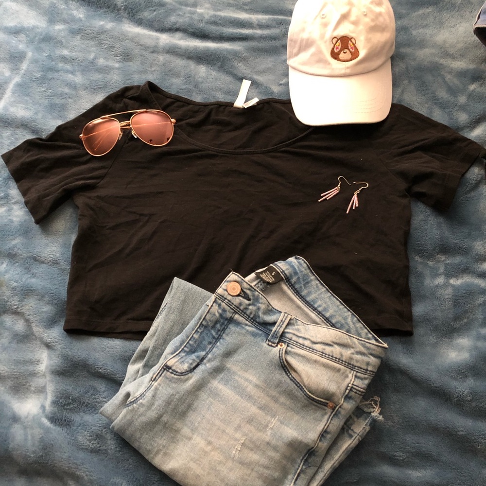 H&M: Divided - Essential Crop Top - Black